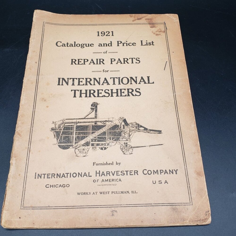 1921 International Harvester Thresher Repair Parts Catalog Price List